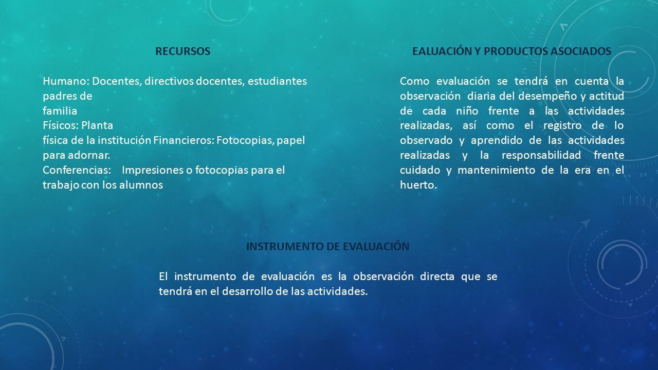 EALUACIÓN Y PRODUCTOS ASOCIADOS INSTRUMENTO DE EVALUACIÓN