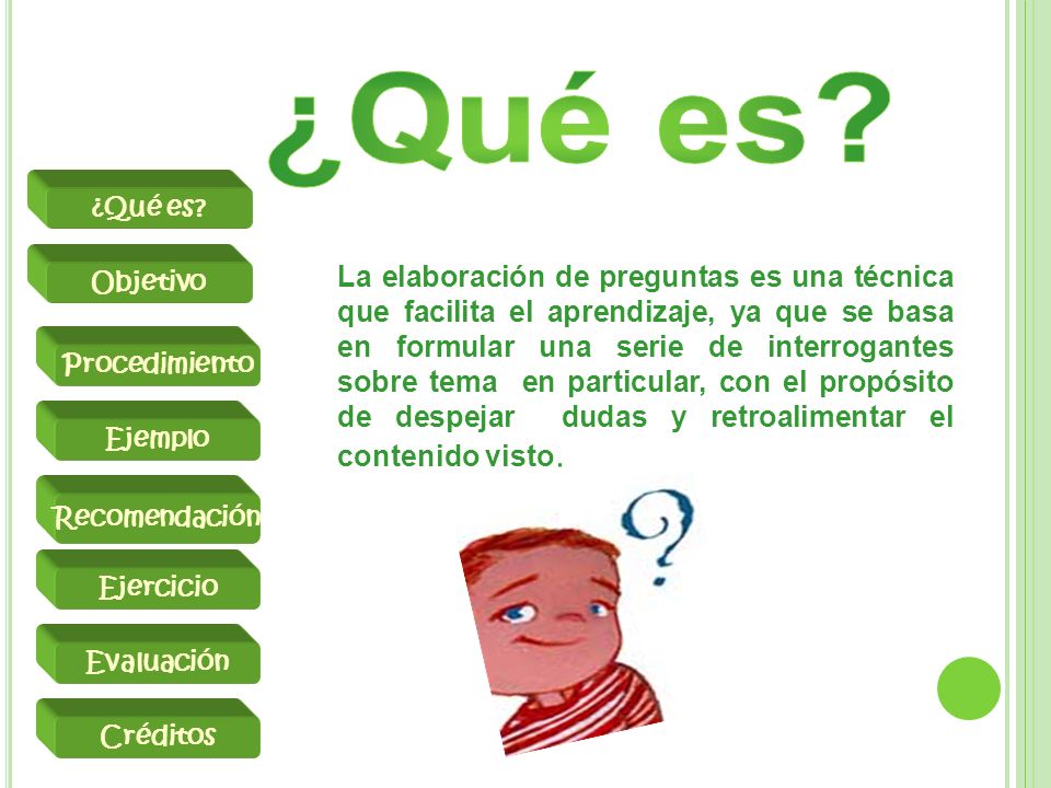 ¿Qué es Evaluación. ¿Qué es Objetivo. Procedimiento. Ejemplo. Recomendación. Ejercicio. Créditos.