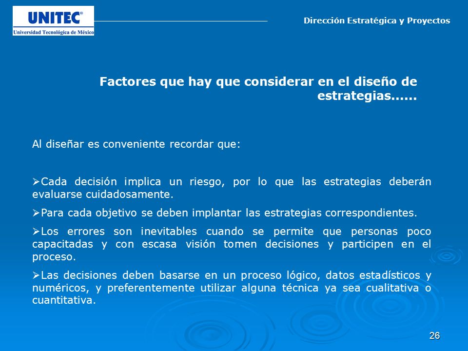 Factores que hay que considerar en el diseño de estrategias......