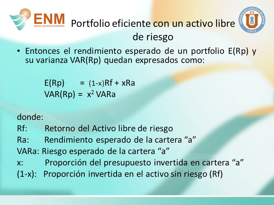 Portfolio eficiente con un activo libre de riesgo
