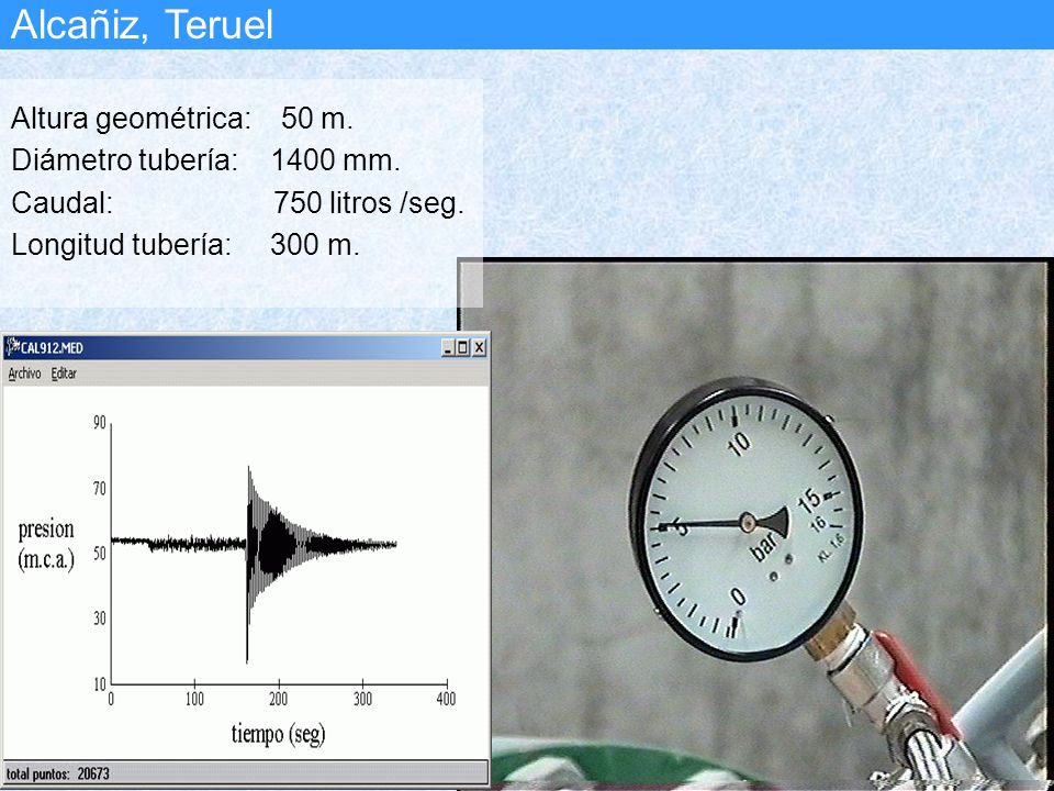 Alcañiz, Teruel Altura geométrica: 50 m. Diámetro tubería: 1400 mm.