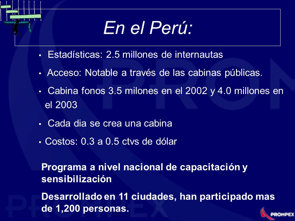 En el Perú: Estadísticas: 2.5 millones de internautas