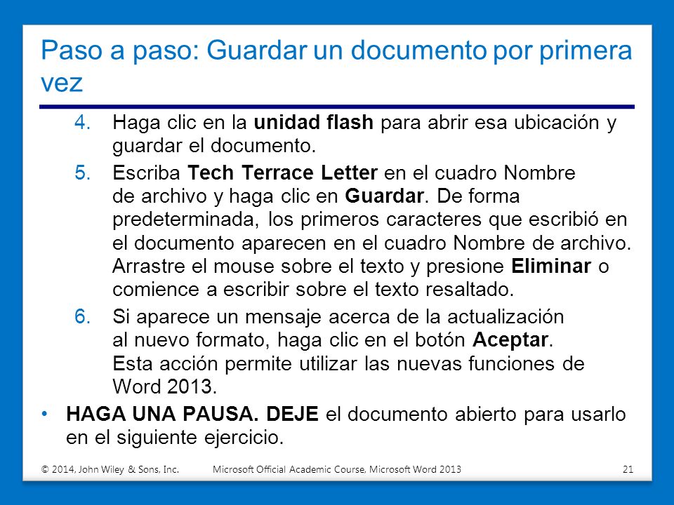 Paso a paso: Guardar un documento por primera vez
