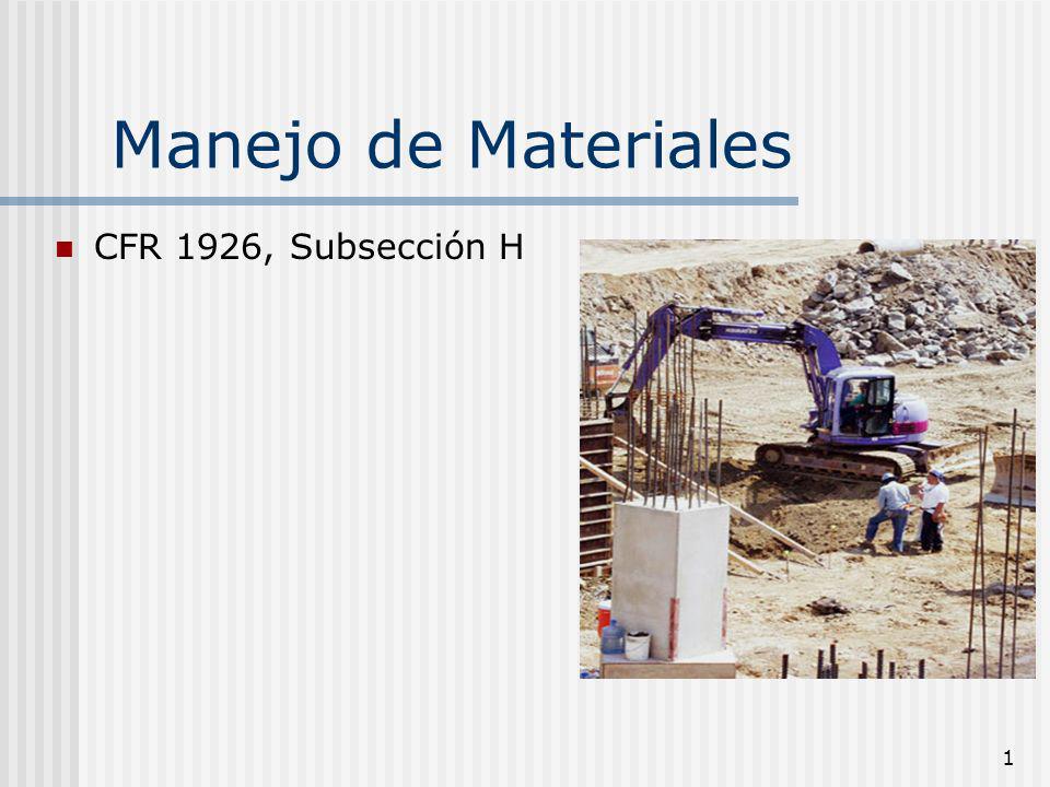 Manejo de Materiales CFR 1926, Subsección H