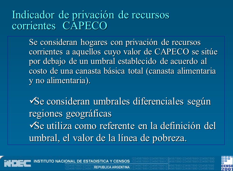 Indicador de privación de recursos corrientes CAPECO