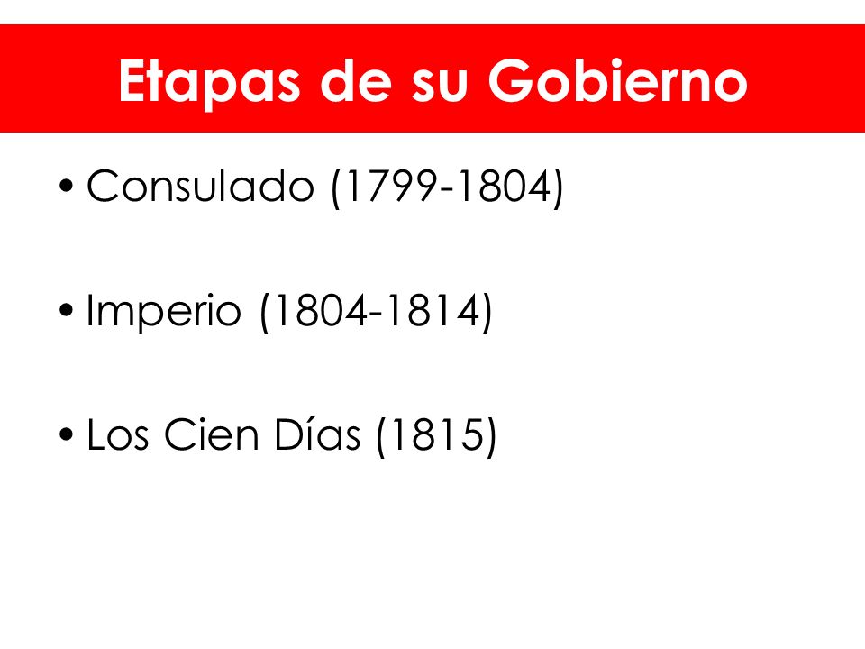 Etapas de su Gobierno Consulado ( ) Imperio ( )