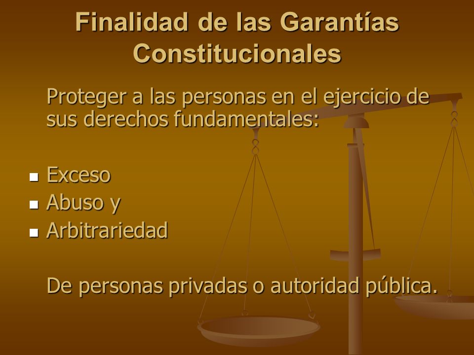 Finalidad de las Garantías Constitucionales