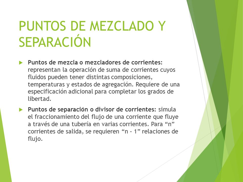 PUNTOS DE MEZCLADO Y SEPARACIÓN