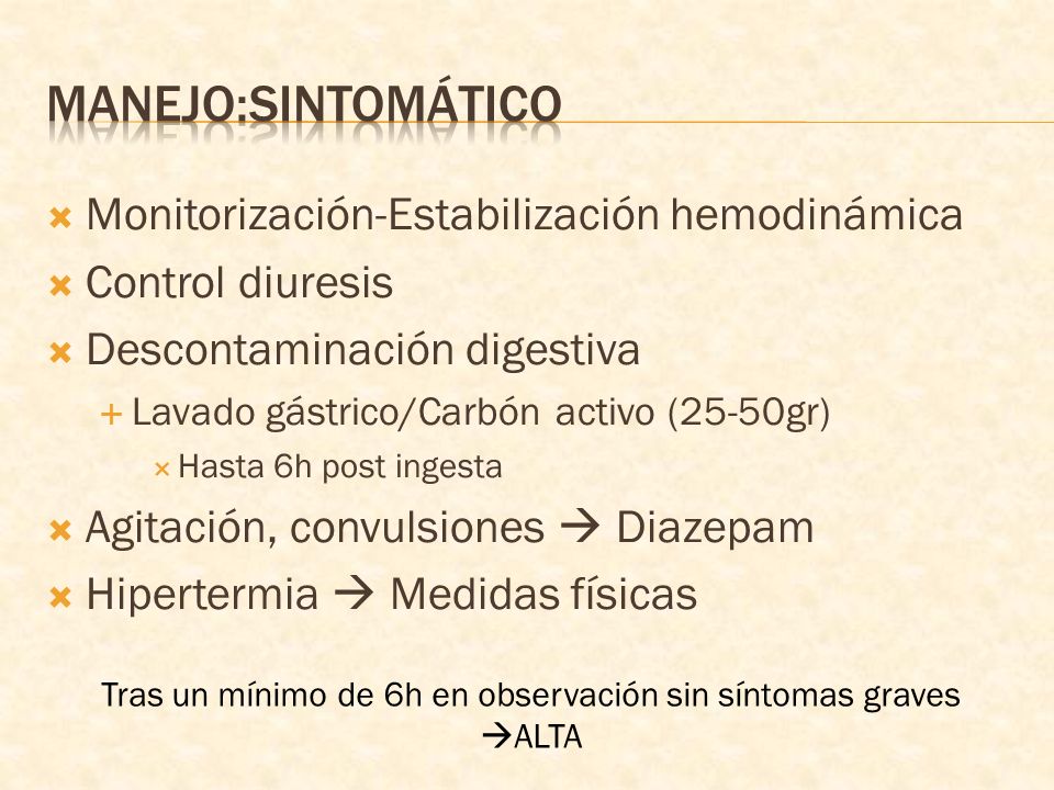Tras un mínimo de 6h en observación sin síntomas graves ALTA