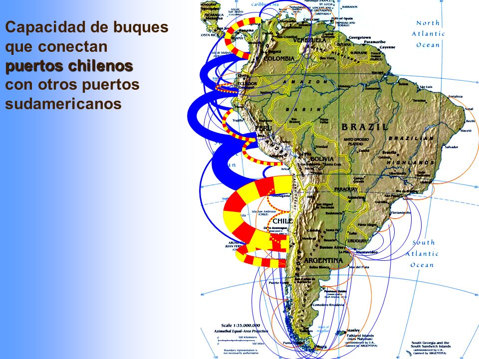 Capacidad de buques que conectan puertos chilenos con otros puertos sudamericanos