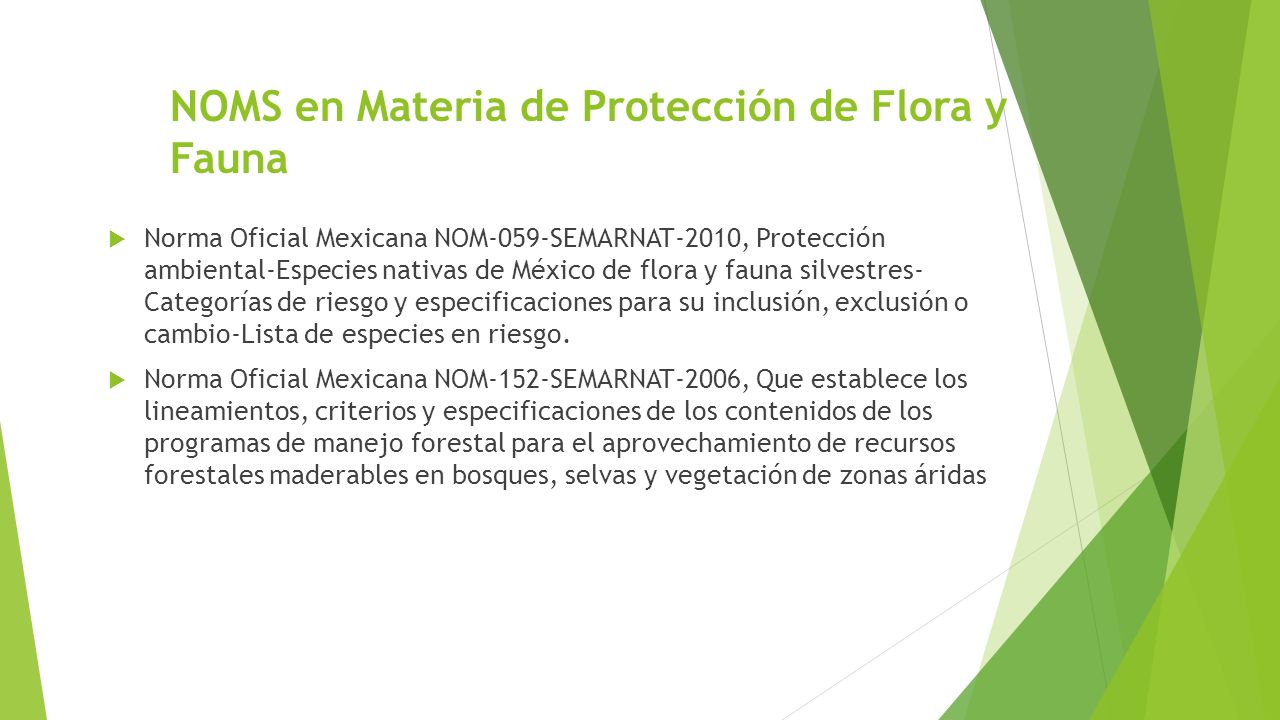 NOMS en Materia de Protección de Flora y Fauna