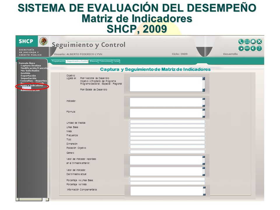 SISTEMA DE EVALUACIÓN DEL DESEMPEÑO Matriz de Indicadores SHCP, 2009