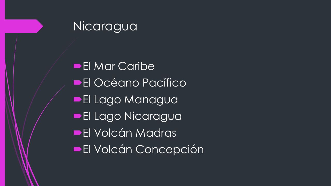 Nicaragua El Mar Caribe El Océano Pacífico El Lago Managua