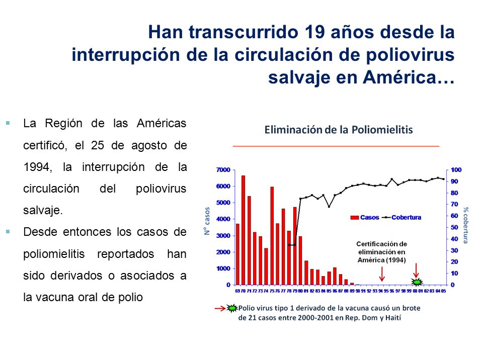 Han transcurrido 19 años desde la interrupción de la circulación de poliovirus salvaje en América…
