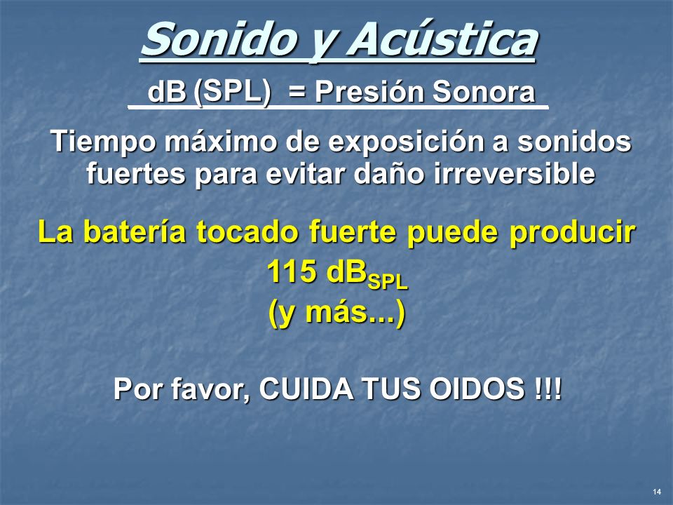 La batería tocado fuerte puede producir Por favor, CUIDA TUS OIDOS !!!