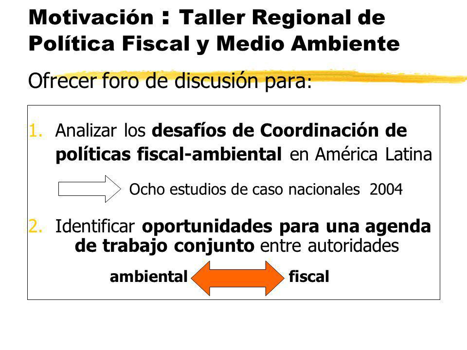 Motivación : Taller Regional de Política Fiscal y Medio Ambiente