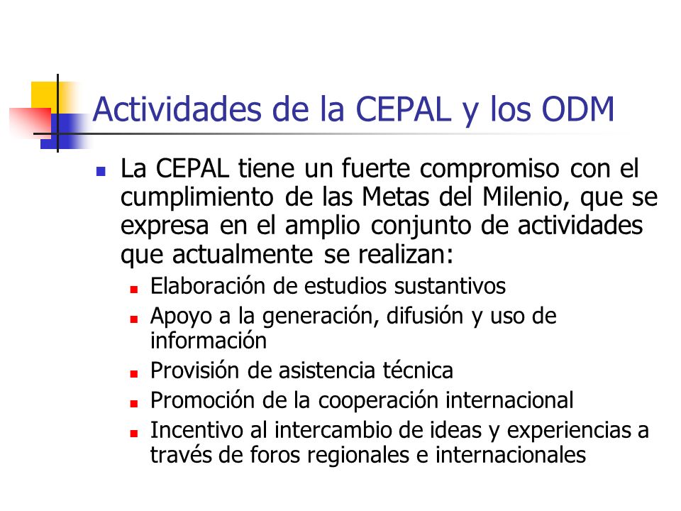Actividades de la CEPAL y los ODM