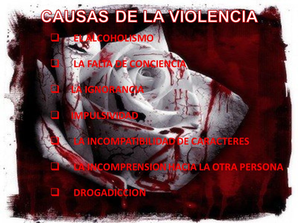 CAUSAS DE LA VIOLENCIA EL ALCOHOLISMO LA FALTA DE CONCIENCIA