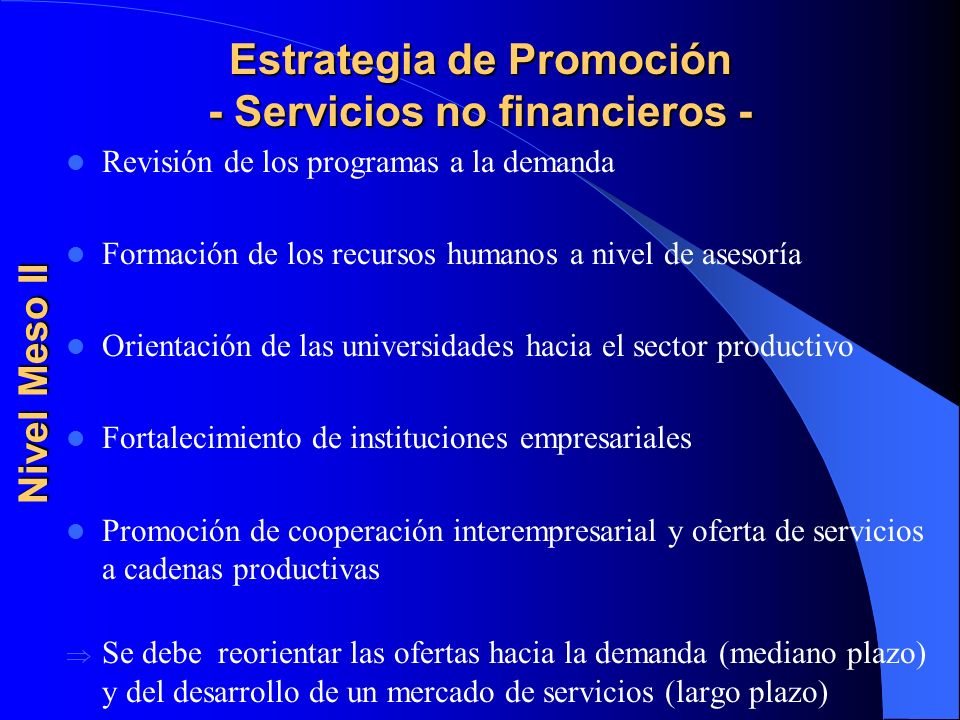 Estrategia de Promoción - Servicios no financieros -
