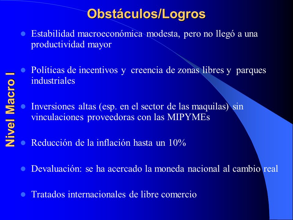 Obstáculos/Logros Nivel Macro I