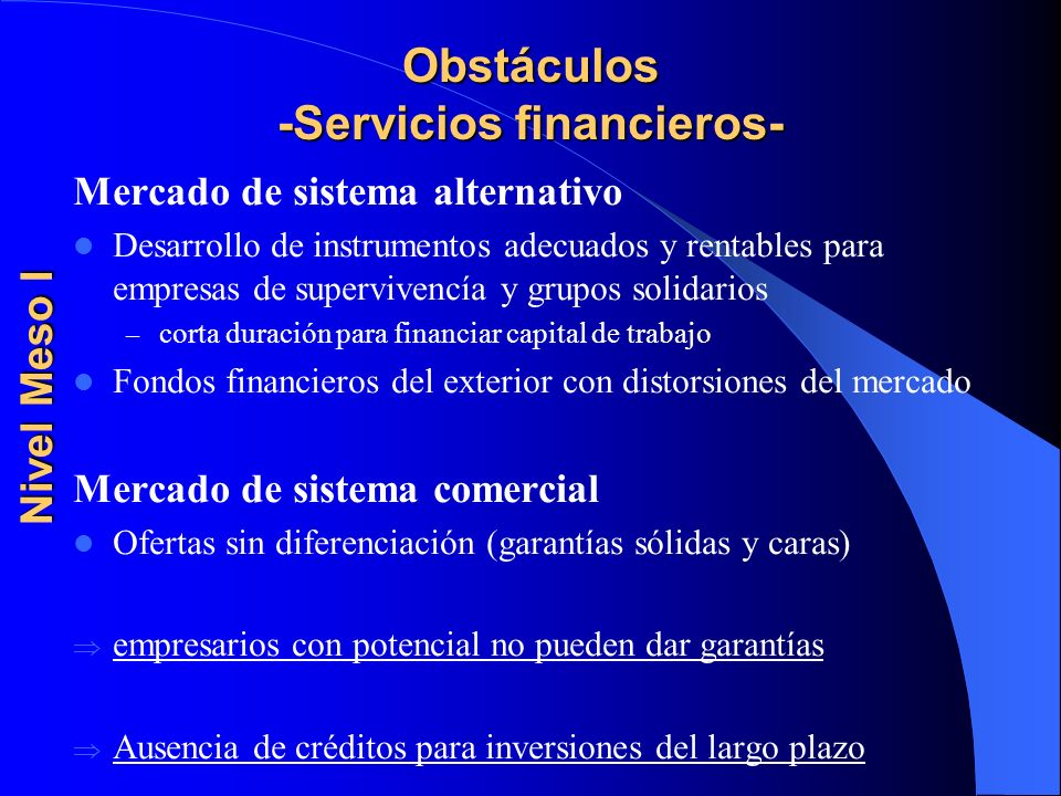 Obstáculos -Servicios financieros-