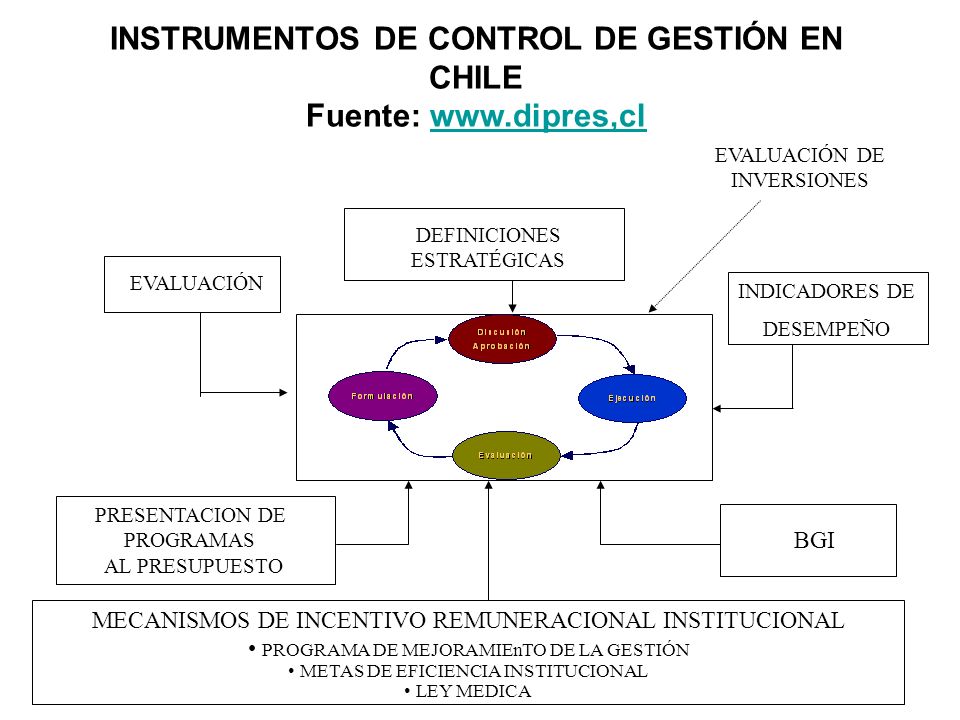 INSTRUMENTOS DE CONTROL DE GESTIÓN EN CHILE Fuente: