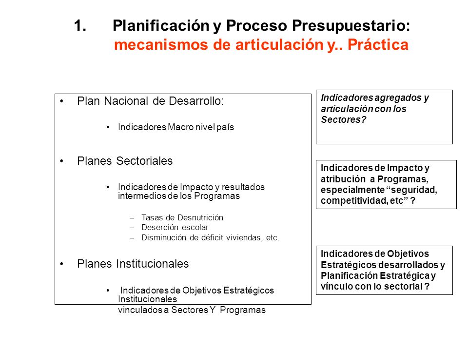 Planificación y Proceso Presupuestario: mecanismos de articulación y