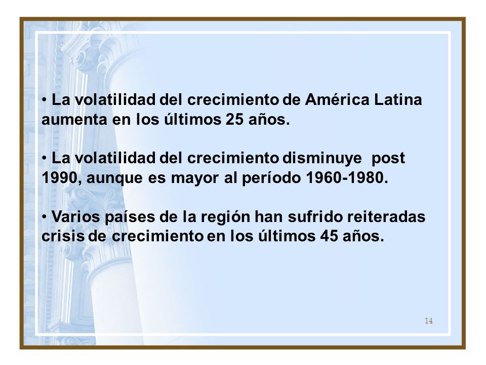 La volatilidad del crecimiento de América Latina aumenta en los últimos 25 años.