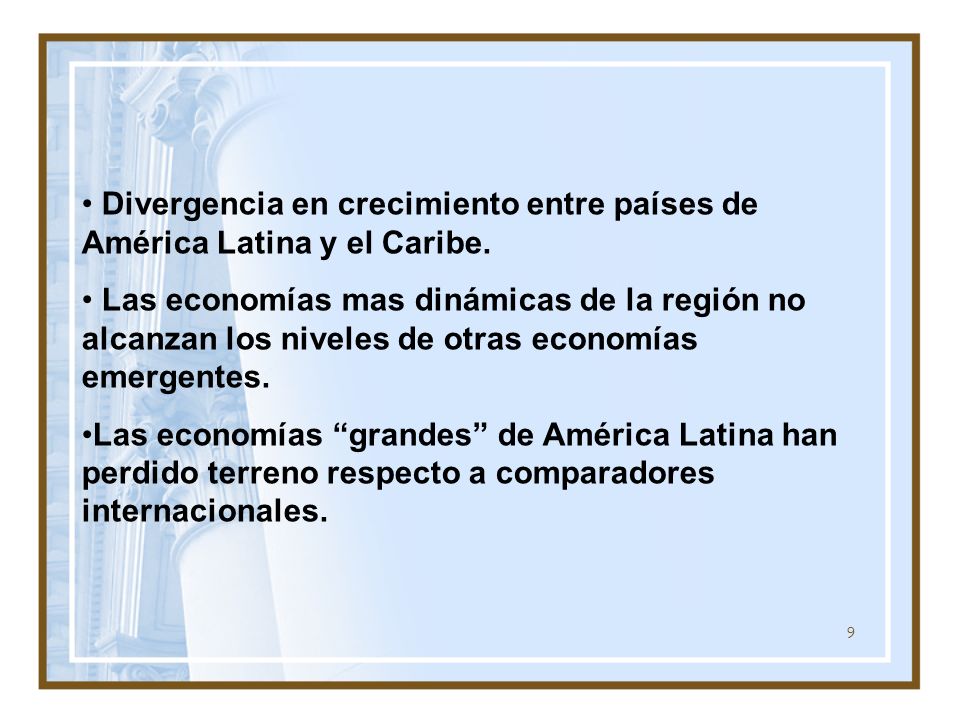 Divergencia en crecimiento entre países de América Latina y el Caribe.