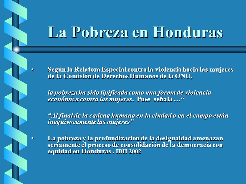 La Pobreza en Honduras Según la Relatora Especial contra la violencia hacia las mujeres de la Comisión de Derechos Humanos de la ONU,