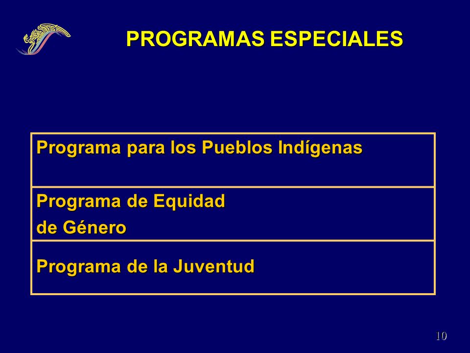 PROGRAMAS ESPECIALES Programa para los Pueblos Indígenas