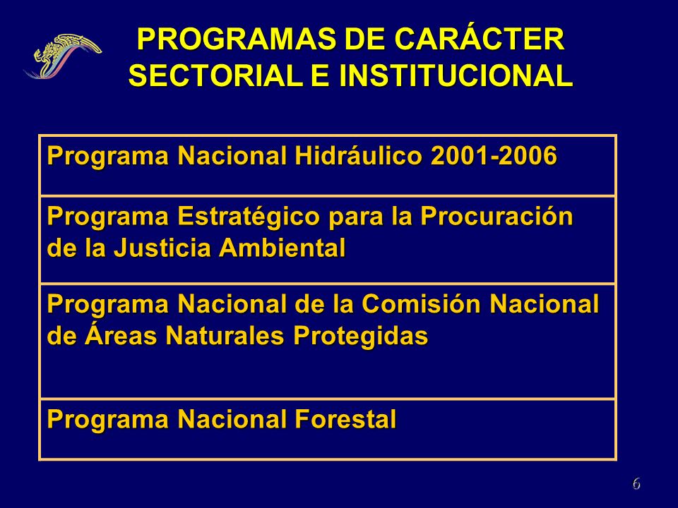 PROGRAMAS DE CARÁCTER SECTORIAL E INSTITUCIONAL