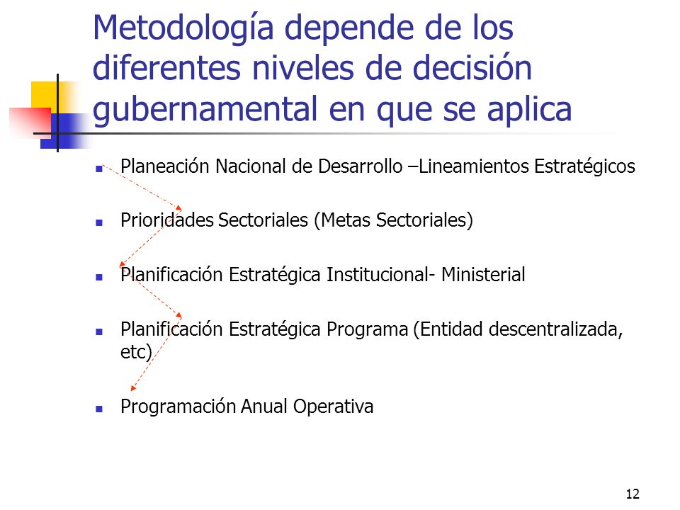 Metodología depende de los diferentes niveles de decisión gubernamental en que se aplica