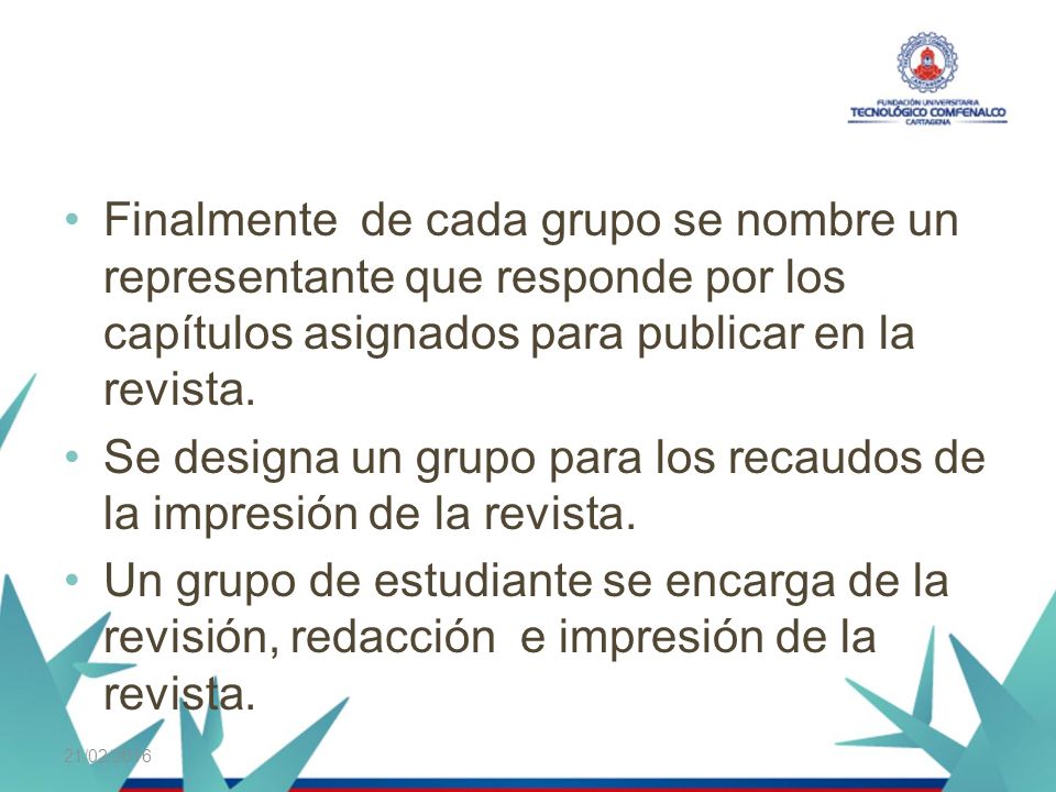 Se designa un grupo para los recaudos de la impresión de la revista.