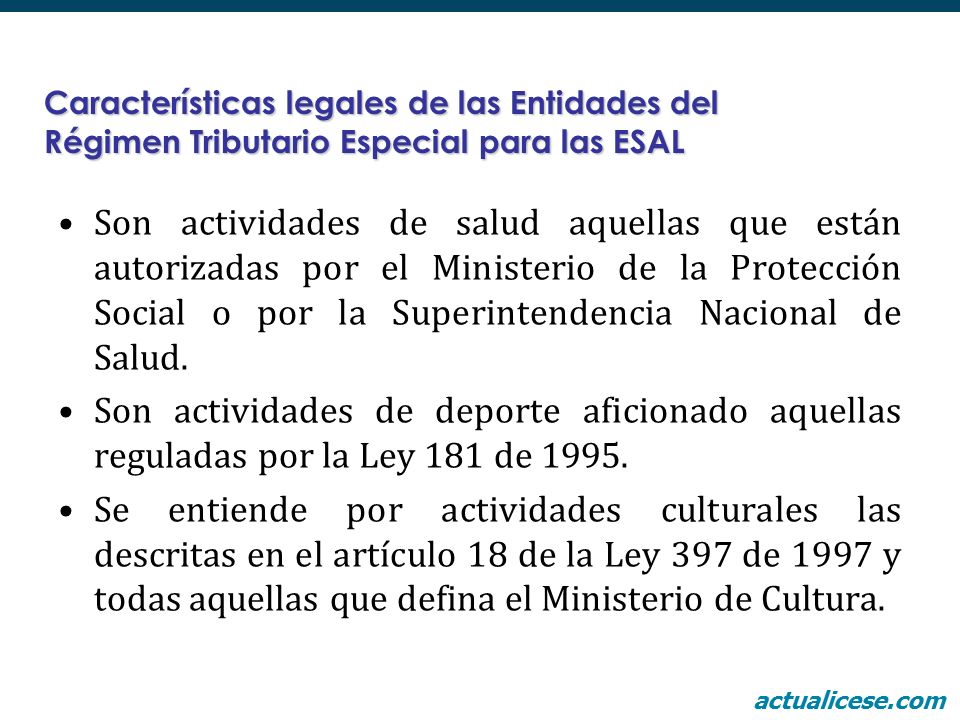 Características legales de las Entidades del Régimen Tributario Especial para las ESAL