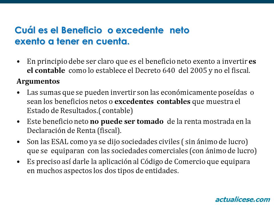 Cuál es el Beneficio o excedente neto exento a tener en cuenta.