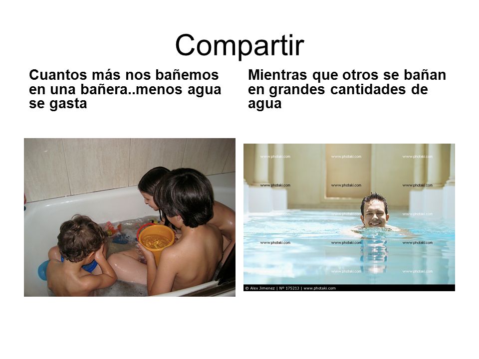 Compartir Cuantos más nos bañemos en una bañera..menos agua se gasta