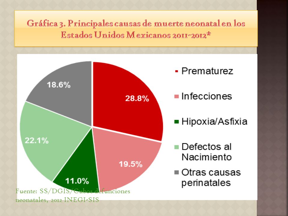 Gráfica 3. Principales causas de muerte neonatal en los Estados Unidos Mexicanos *