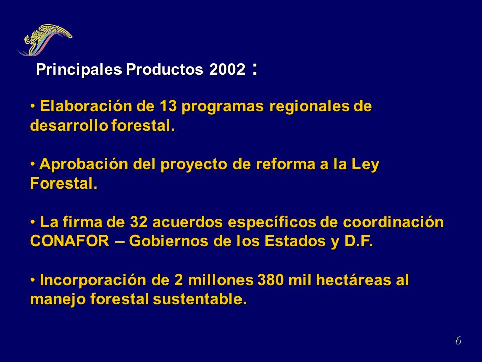 Principales Productos 2002 :