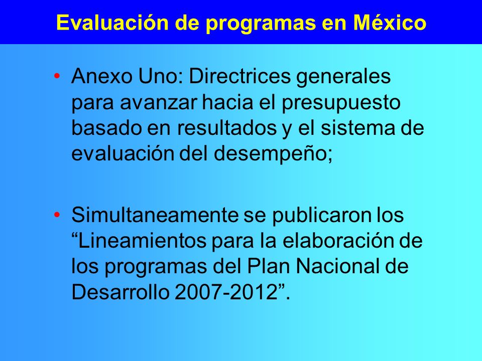 Evaluación de programas en México