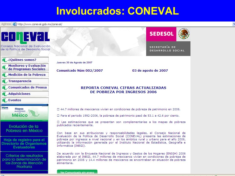 Involucrados: CONEVAL