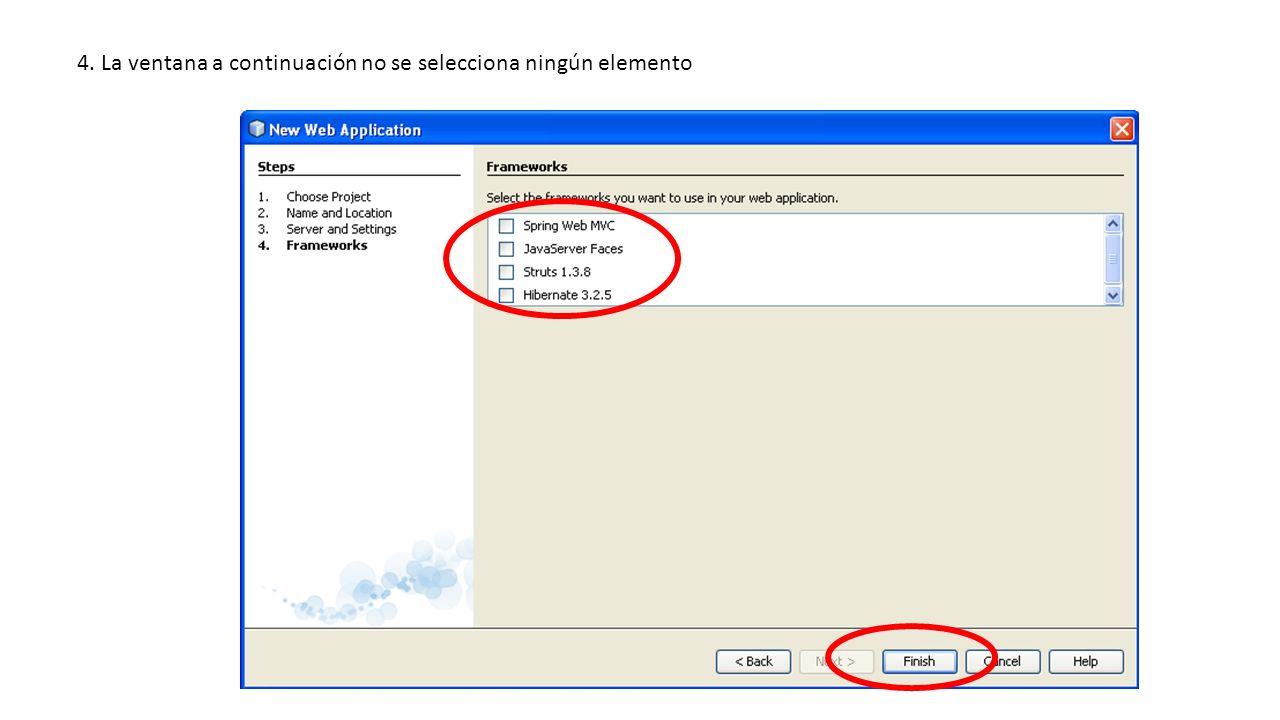 4. La ventana a continuación no se selecciona ningún elemento