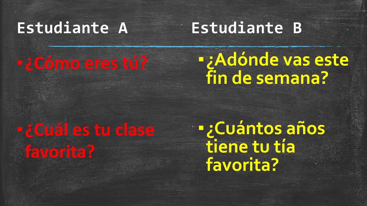 ¿Cuál es tu clase favorita ¿Adónde vas este fin de semana