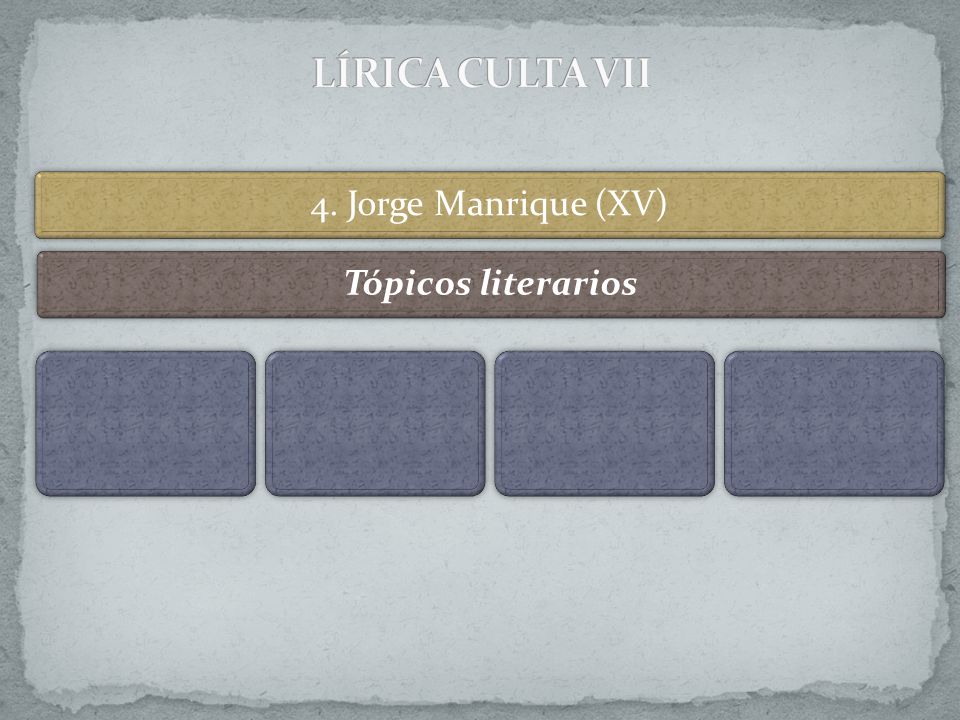 LÍRICA CULTA VII 4. Jorge Manrique (XV) Tópicos literarios