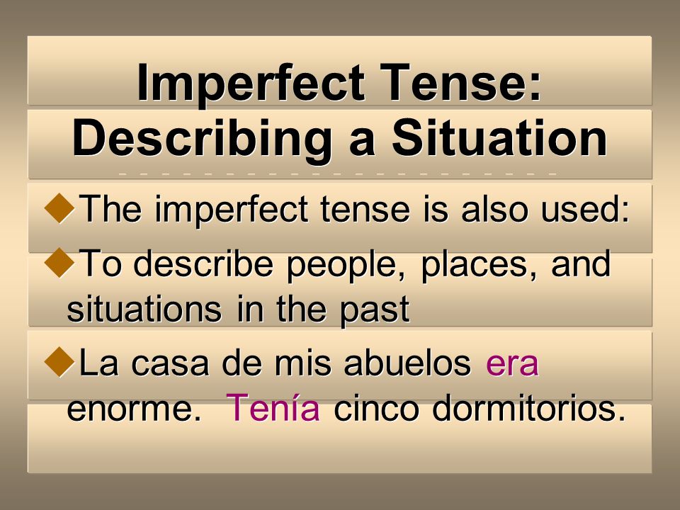 Imperfect Tense: Describing a Situation