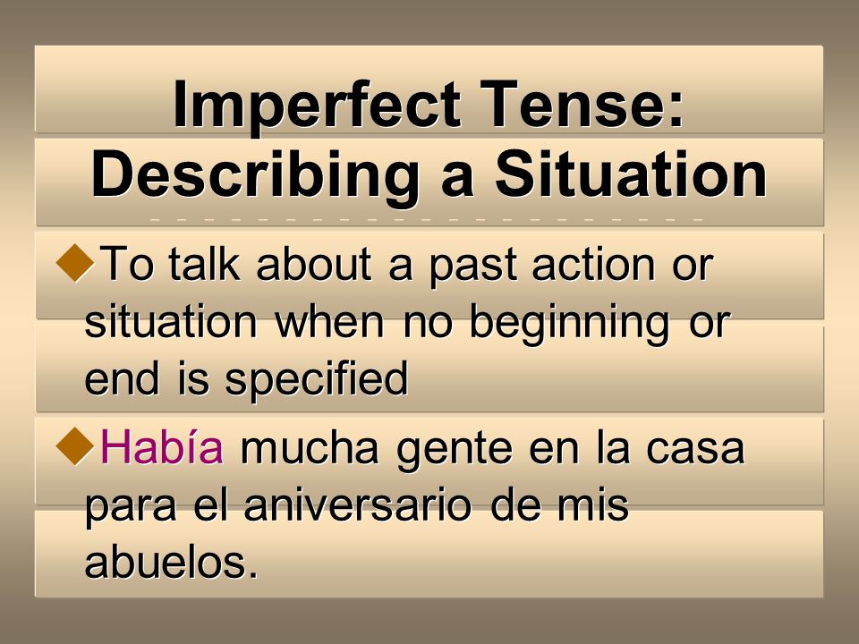 Imperfect Tense: Describing a Situation