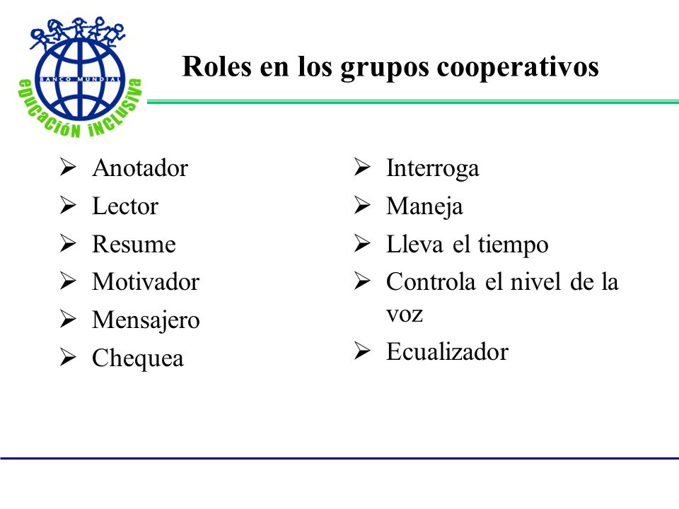 Roles en los grupos cooperativos