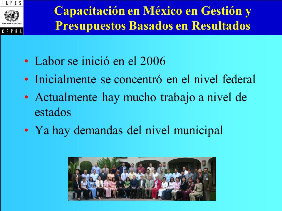 Capacitación en México en Gestión y Presupuestos Basados en Resultados