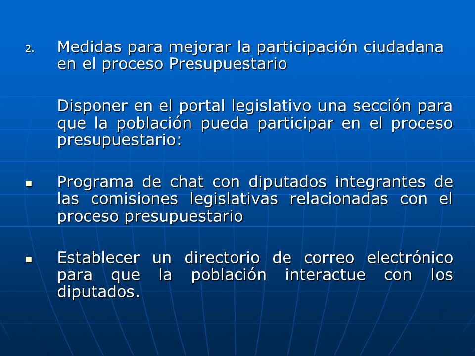 Medidas para mejorar la participación ciudadana en el proceso Presupuestario
