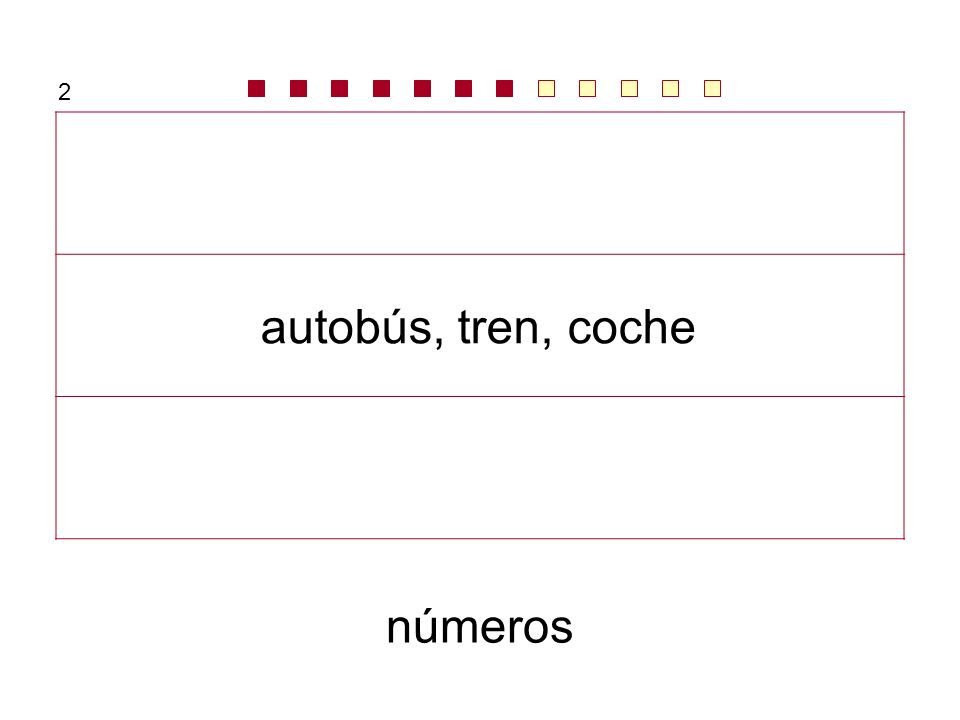 2 cinco, cuatro, tres autobús, tren, coche pino, chopo, roble números